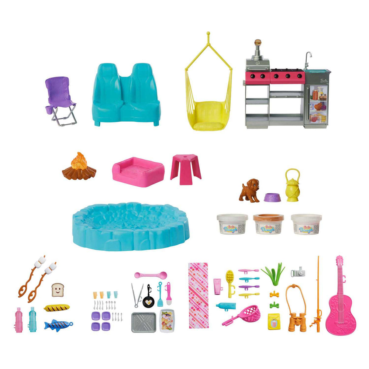 Barbie Dream Camper – Spielset mit Dachzelt, Grill und mehr als 60 Zubehörteilen