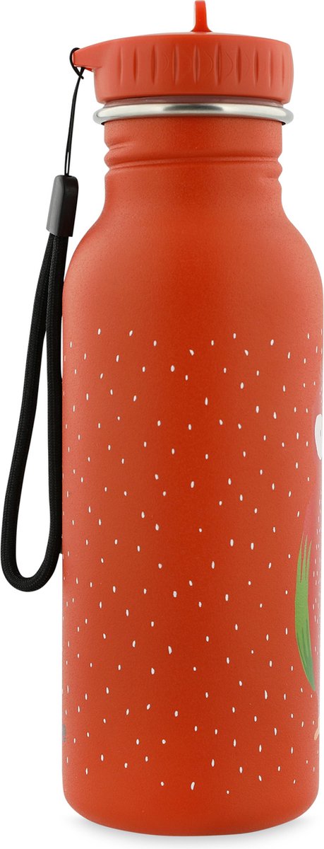 Trixie Trinkflasche - mr. Papagei – Edelstahl-Wasserflasche für Kinder – 500 ml – auslaufsichere Flasche – rot – Papagei