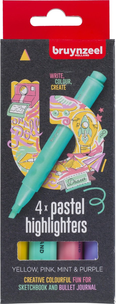 Bruynzeel Textmarker-Set Pastell 4 Farben