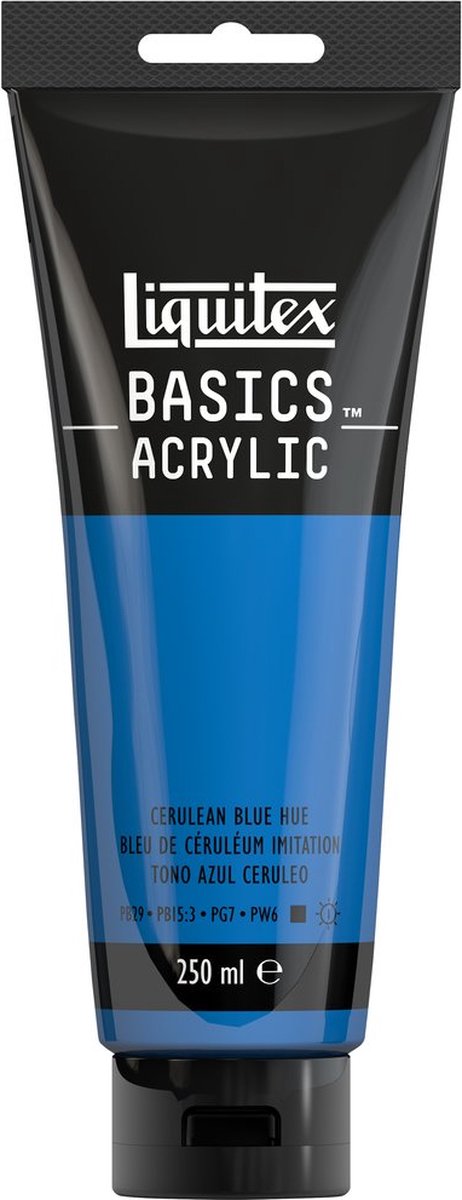 Liquitex 88700219 Basics Acrylfarbe himmelblauer Farbton – 250 ml | Künstler-Acrylfarbe | mittlere Viskosität | lichtechte Farbe zum Bemalen von Leinwand