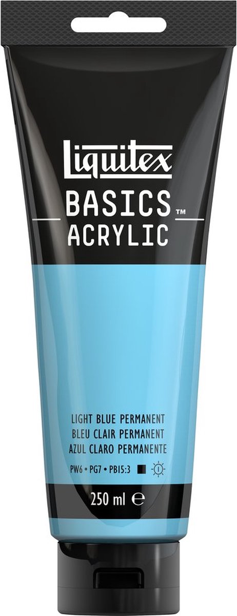 Liquitex 88700247 Basics Acrylfarbe permanent hellblau permanent – 250 ml | Künstler-Acrylfarbe | mittlere Viskosität | Heller Blauton zum Bemalen von Leinwand