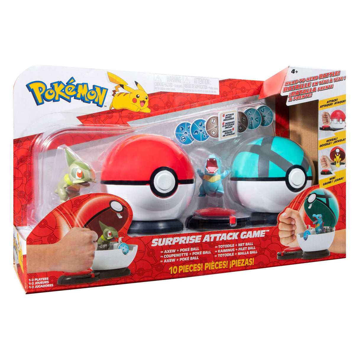 Boti Pokémon Überraschung Angriffsspiel Spiel Set - Axew Poke Ball gegen Totodile Net Ball