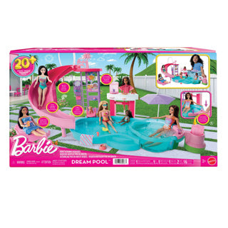 Barbie-Traumpool – Spielset mit Rutsche und Whirlpool und mehr als 20 Zubehörteilen