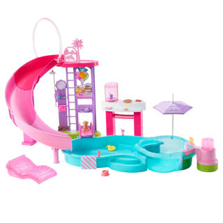 Barbie-Traumpool – Spielset mit Rutsche und Whirlpool und mehr als 20 Zubehörteilen