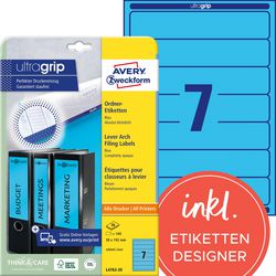 Rugetiketten avery l4763-20 blauw, 140 etiketten