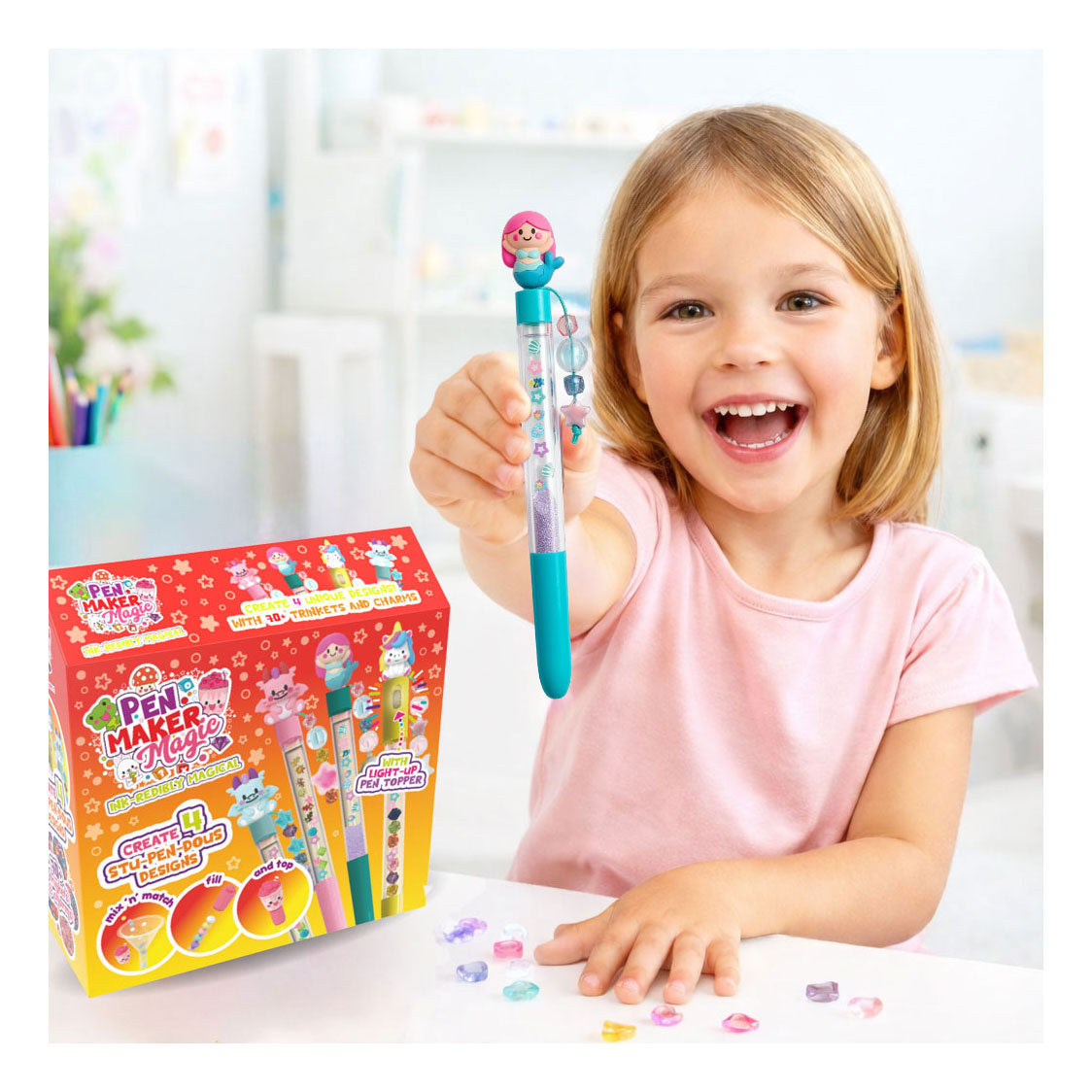 Gear2play pen maker magic - classic: magical - maak 4 unieke pennen met kralen, bedels en magische figuren