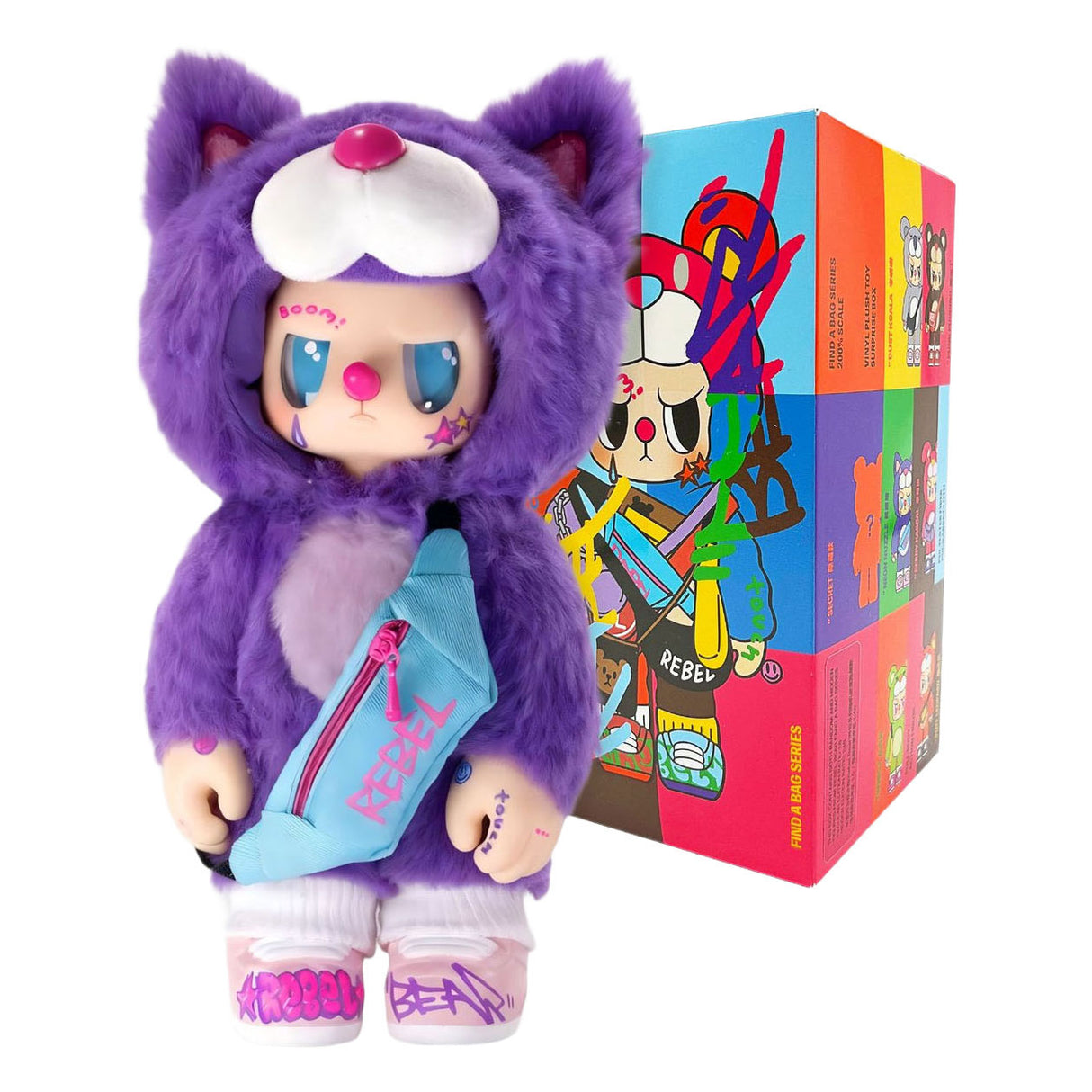 Kimmon rebel bear blind box pluche - 'find a bag' serie - verzamelfiguren
