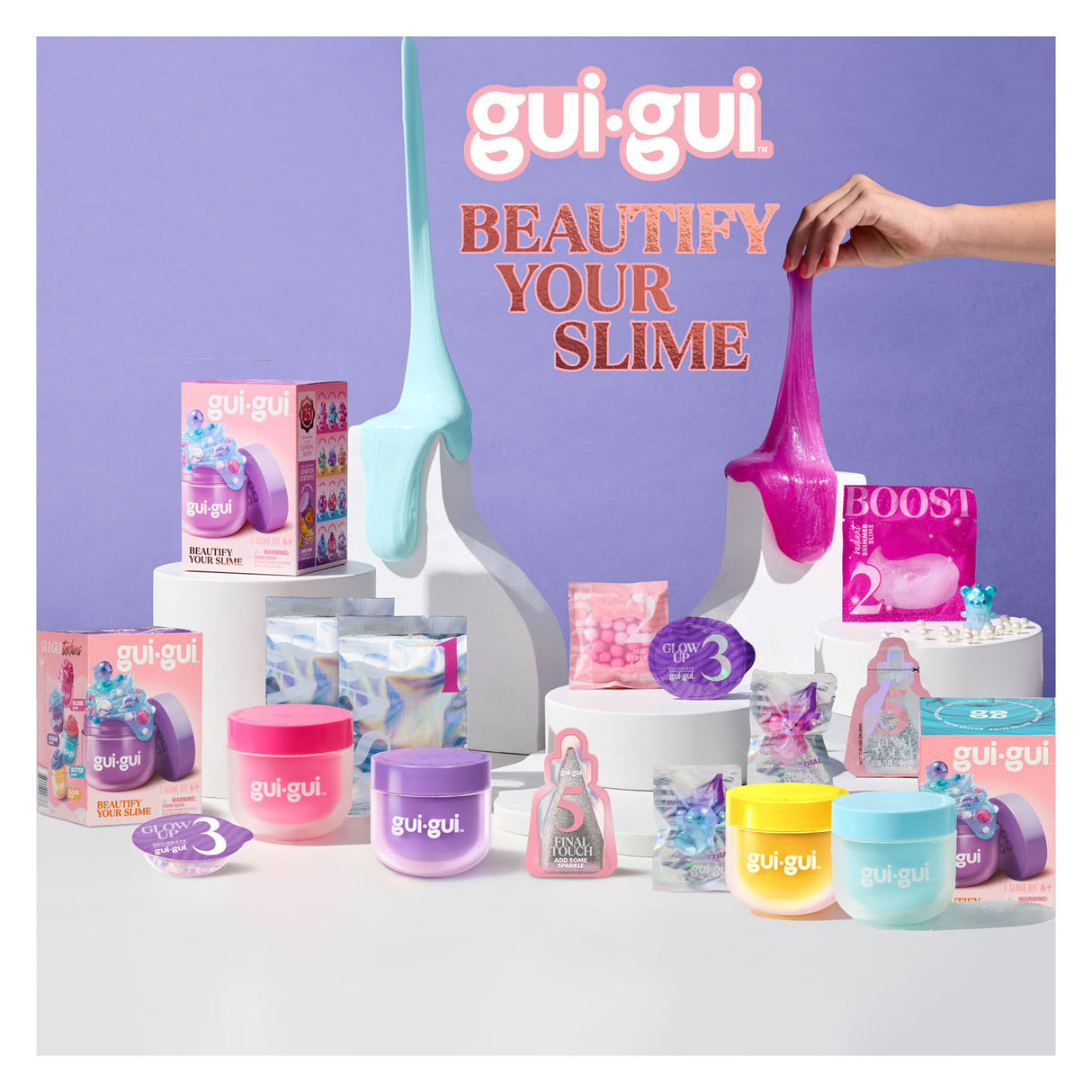 Moose toys gui gui slijm - shimmer deluxe duo pack - maak je eigen sprankelende, geurende slime