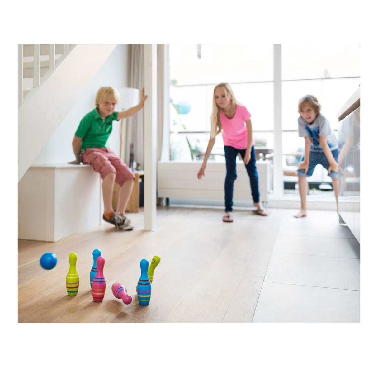 BS Toys Holz-Bowling-Set Skittels Junior, 7-teilig.