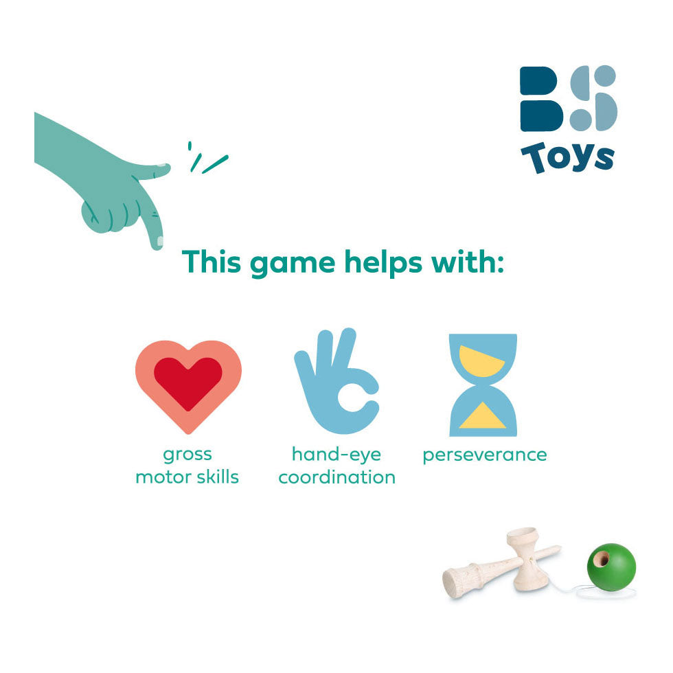 Bs Toys Kendama-Spiel – Fangspiel – Japanisches Geschicklichkeitsspiel ab 8 Jahren – Ball fangen – Kinderspielzeug – Holzspiel – Koordinationstraining – Kendama-Spiel – Holzspielzeug