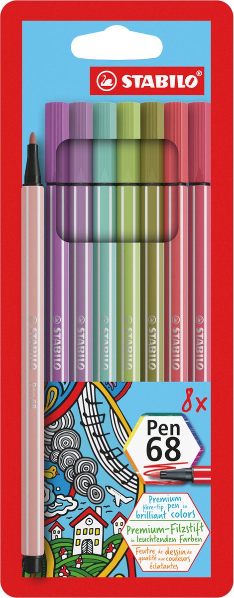 Stabilo Pen 68 - Filzstift - Set mit 8 Stück