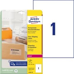 Laseretiket avery 210x297mm transparant 25 vel 1 etiket per vel