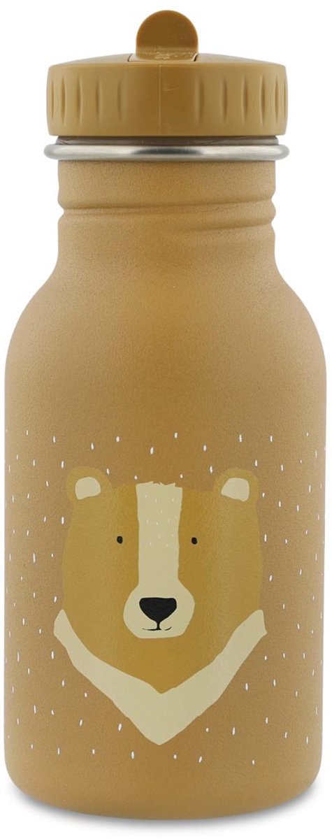 Trixie Trinkflasche - mr. Bär – Edelstahl-Wasserflasche für Kinder – 350 ml – auslaufsichere Flasche – Braun – Bär