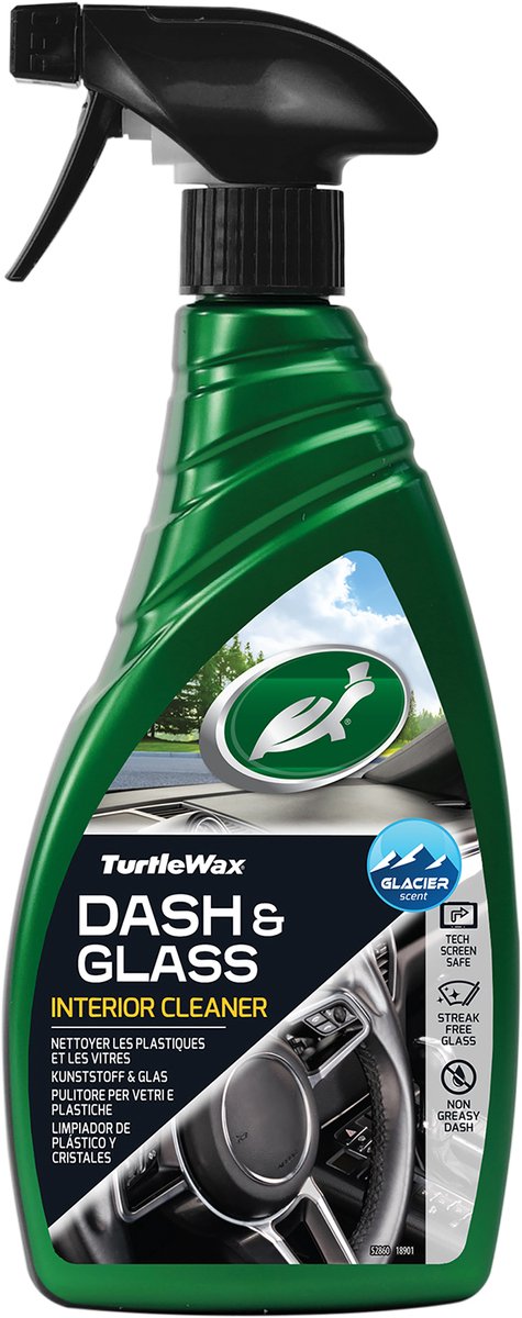 Turtle Wax Green Line Armaturenbrettglas – zwei Reiniger in einem – für Kunststoff-Autofenster – hinterlässt keine Streifen, Fett- oder Staubrückstände – 500 ml