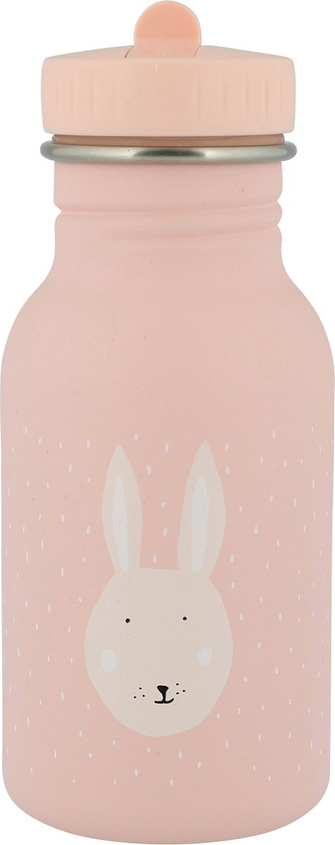 Trixie Trinkflasche - mrs. Kaninchen – Edelstahl-Wasserflasche für Kinder – 350 ml – auslaufsichere Flasche – rosa