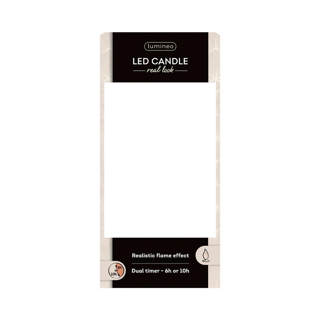 Lumineo realistische led kaars met wax pit en vlam effect ã˜7.5x20cm zwart met 6uur timer werkt op batterij
