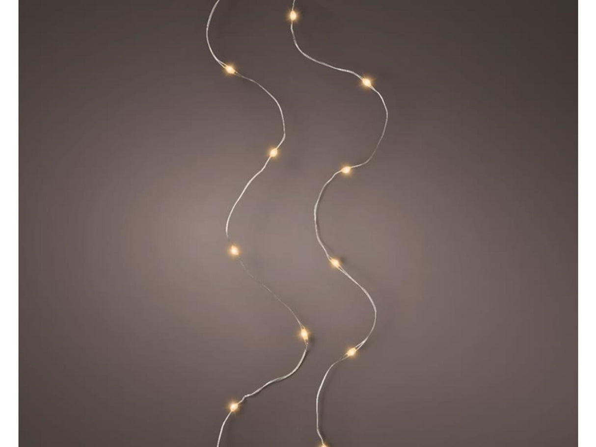Lumineo micro led streng lichtsnoer zilver klassiek warm 195cm-40l op batterij