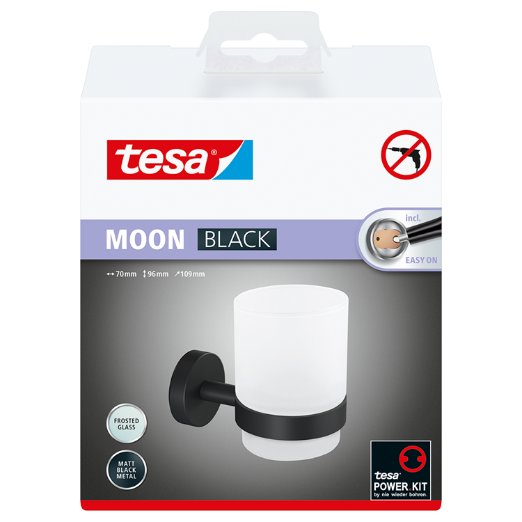 Tesa 1072285 - moon black bekerhouder zwart | 1 stuks