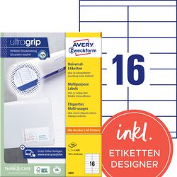 Avery etiketten 200 stuks wit
