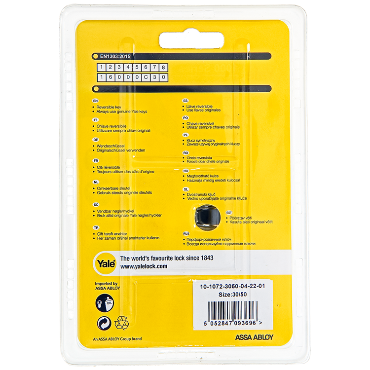 Yale 1060536 - profielcilinder 1000 mv 80mm(30 50) | 2 stuks