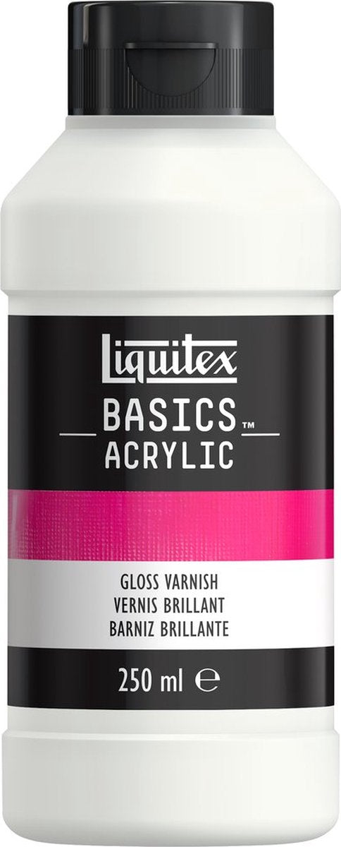 Liquitex 8870304 Basics Glanzlack 250 ml – glänzender Acryllack, transparenter Schutz – Glanzlack