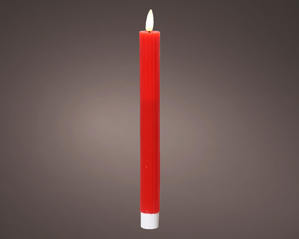 Lumineo Tafelkerze LED gerippt 24cm rot 2 Stk.