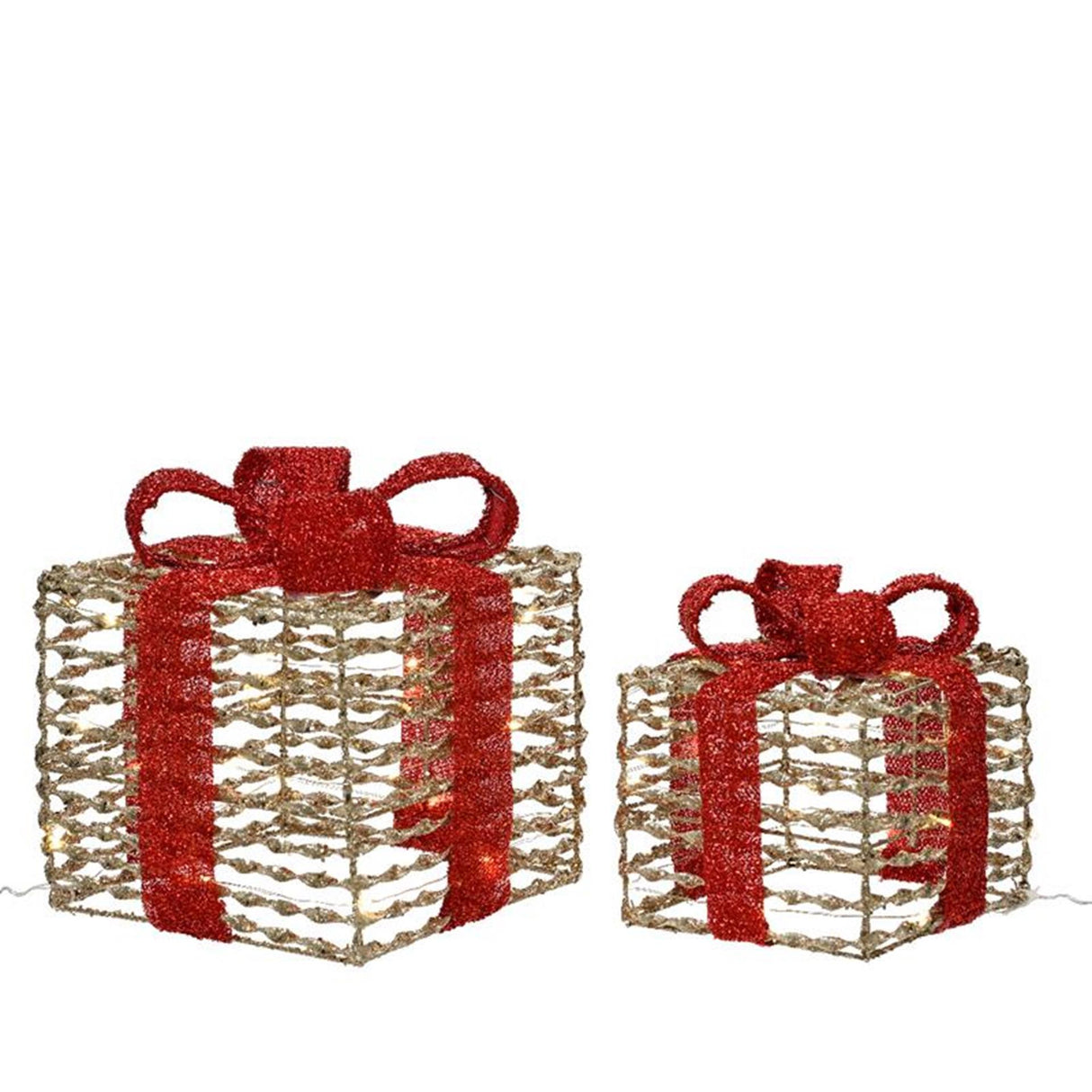 Lumineo Geschenkset LED mit Schleife 2-teilig Gold