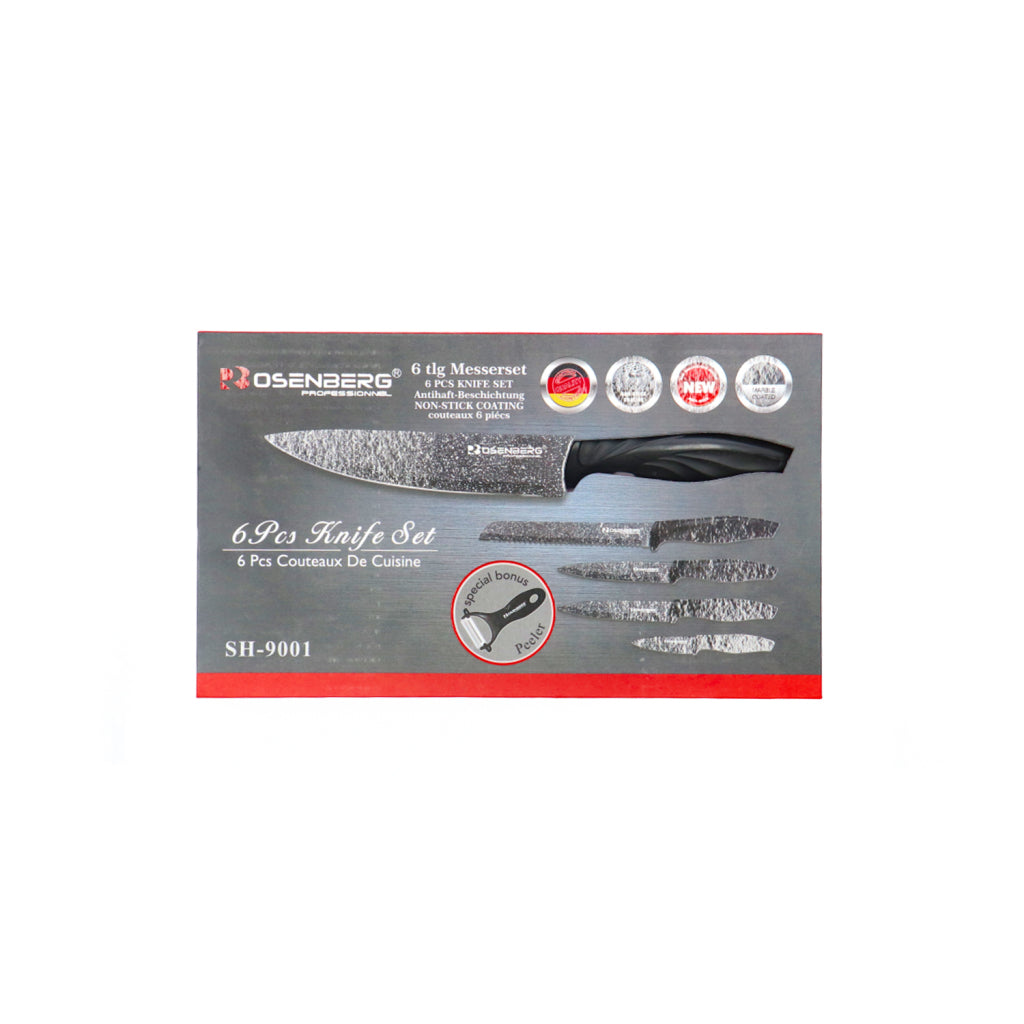 Basic Rosenberg Messerset 6-teilig Schwarz Weiß