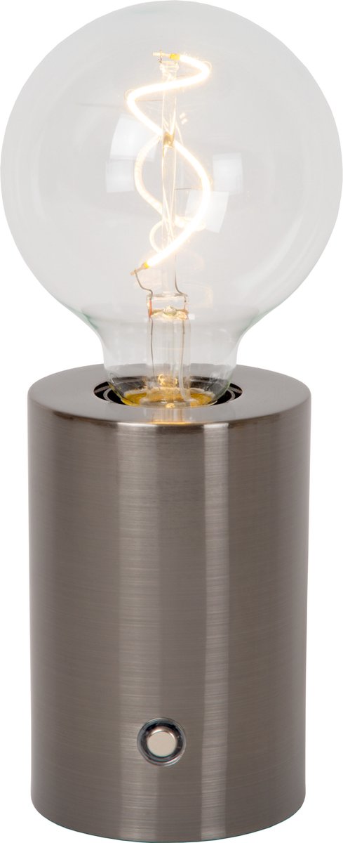 Lucide vivo - wiederaufladbare Tischleuchte - Akkupack - ø 8 cm - LED dimmbar - E27 - 1x1W 2700K - mattschwarzes Chrom