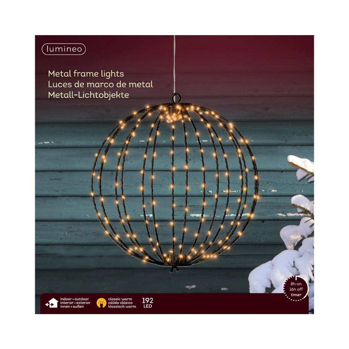 Lumineo Glühbirne 192LED Metall mit Timer ø28cm