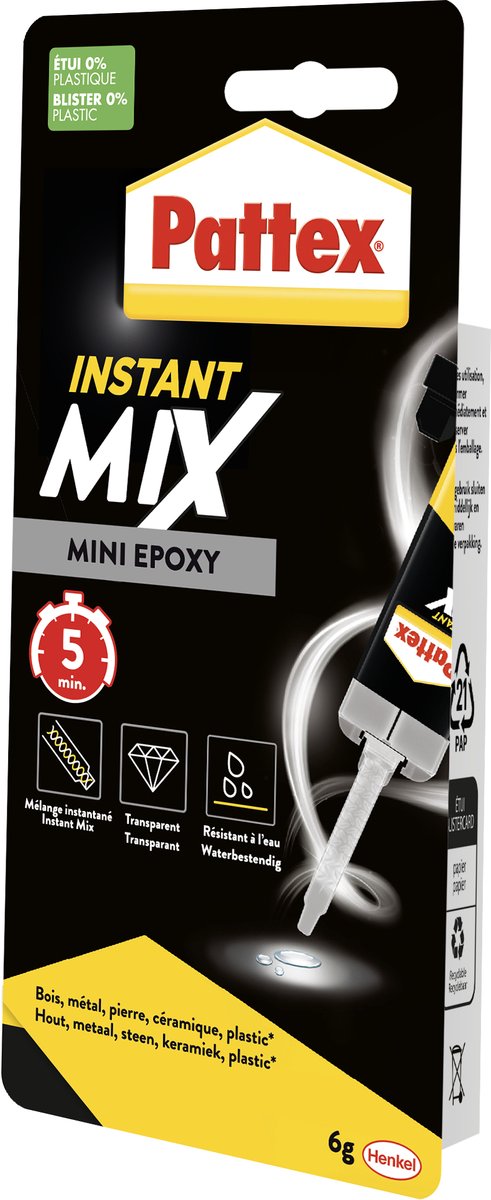 Pattex twee componentenlijm supermix universal 6ml | 2-componentenlijm epoxy | extreem sterk makkelijk bindend - epoxylijm