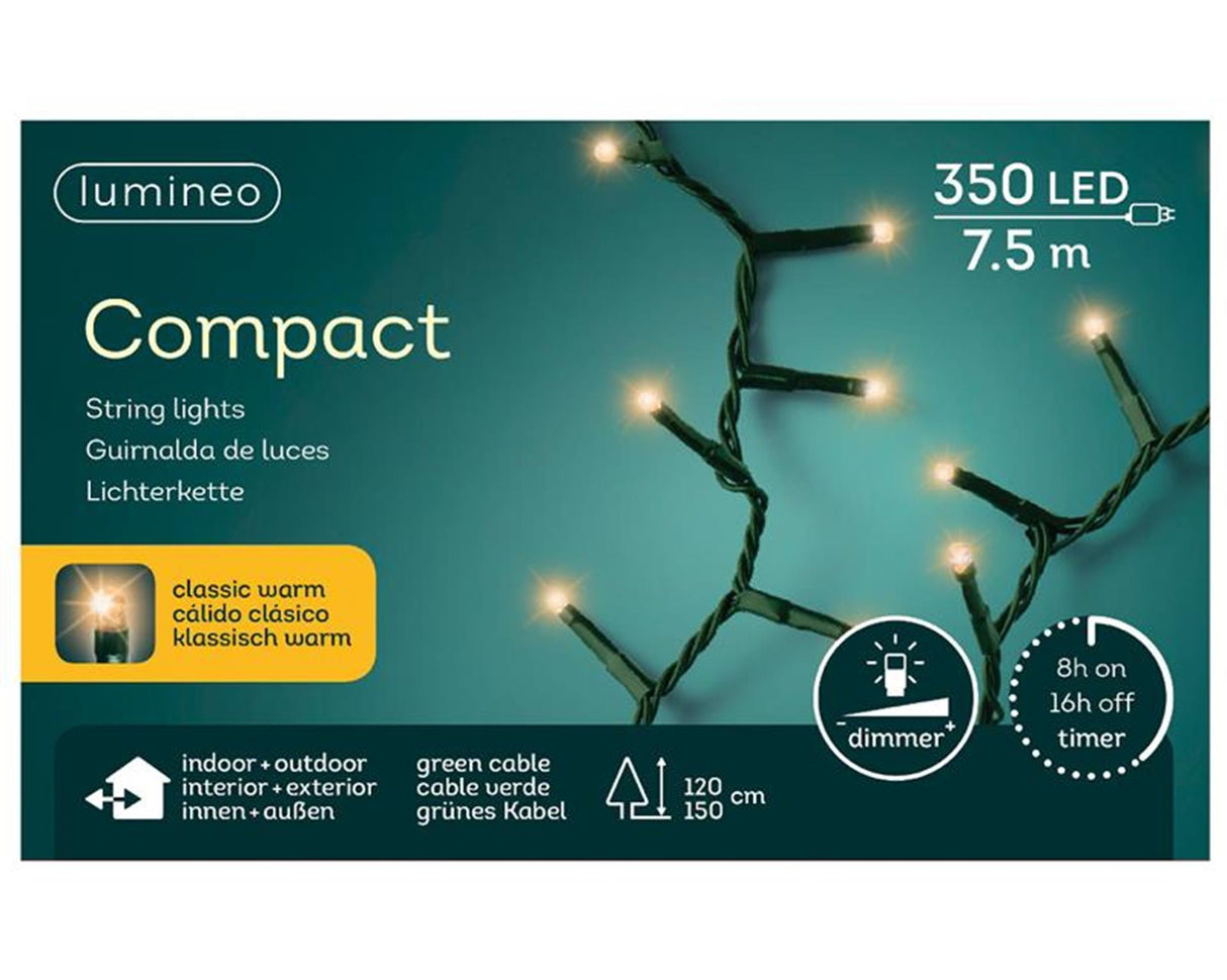 Lumineo LED-Lichterkette 750cm 350xLED warmweiß für Baum 120-150cm mit 8-Stunden-Timer und Dimmfunktion