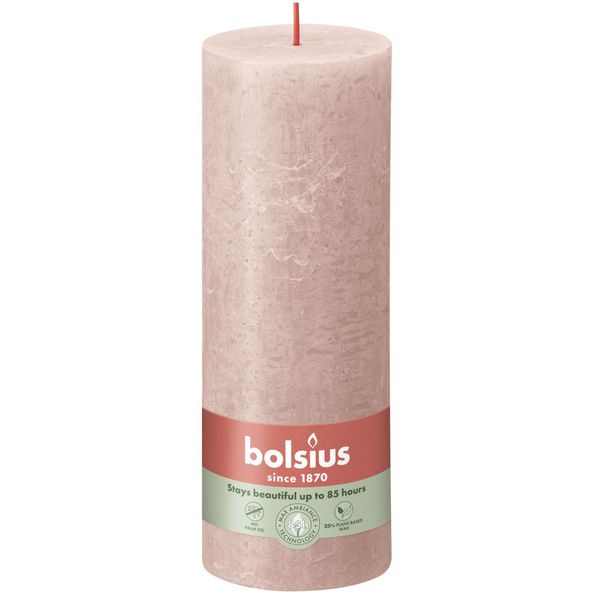 Bolsius rustikale Stumpenkerze Misty Pink ø68x190 mm 85 Stunden (4 Stück)