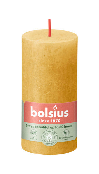 Bolsius Rustikale Stumpenkerze honiggelb ø50x100 mm 30 Stunden (8 Stück)