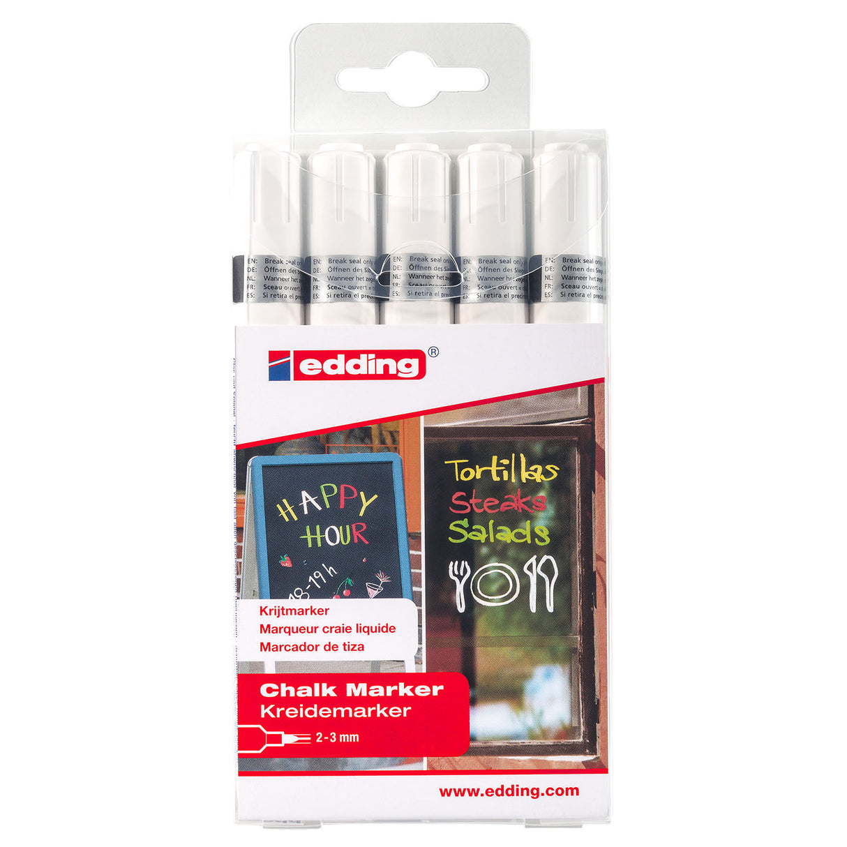 Edding 4095 • Kreidemarker 2-3mm sortiert weiß 5St
