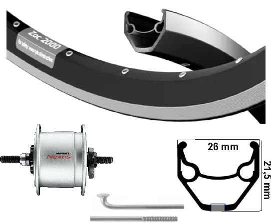 Kgs Vorderrad 28 Zoll (622) zac421 zw zilv hubdyn+r.brake 6v3w fest