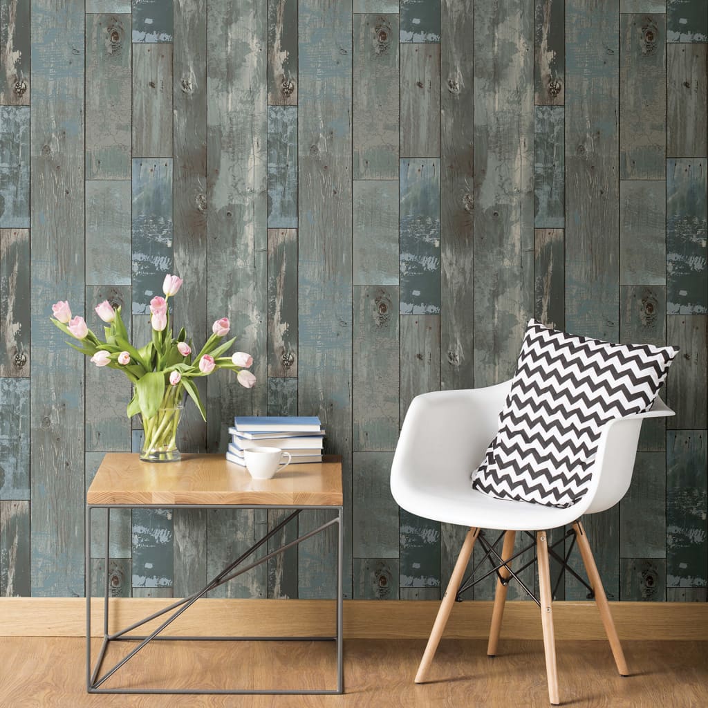 Niederländische Wandverkleidung Tapeten Gerüst Holz graublau