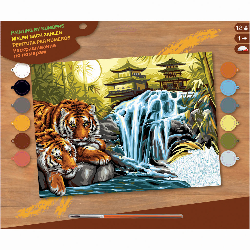 Einfache Malen-nach-Zahlen-Tiger