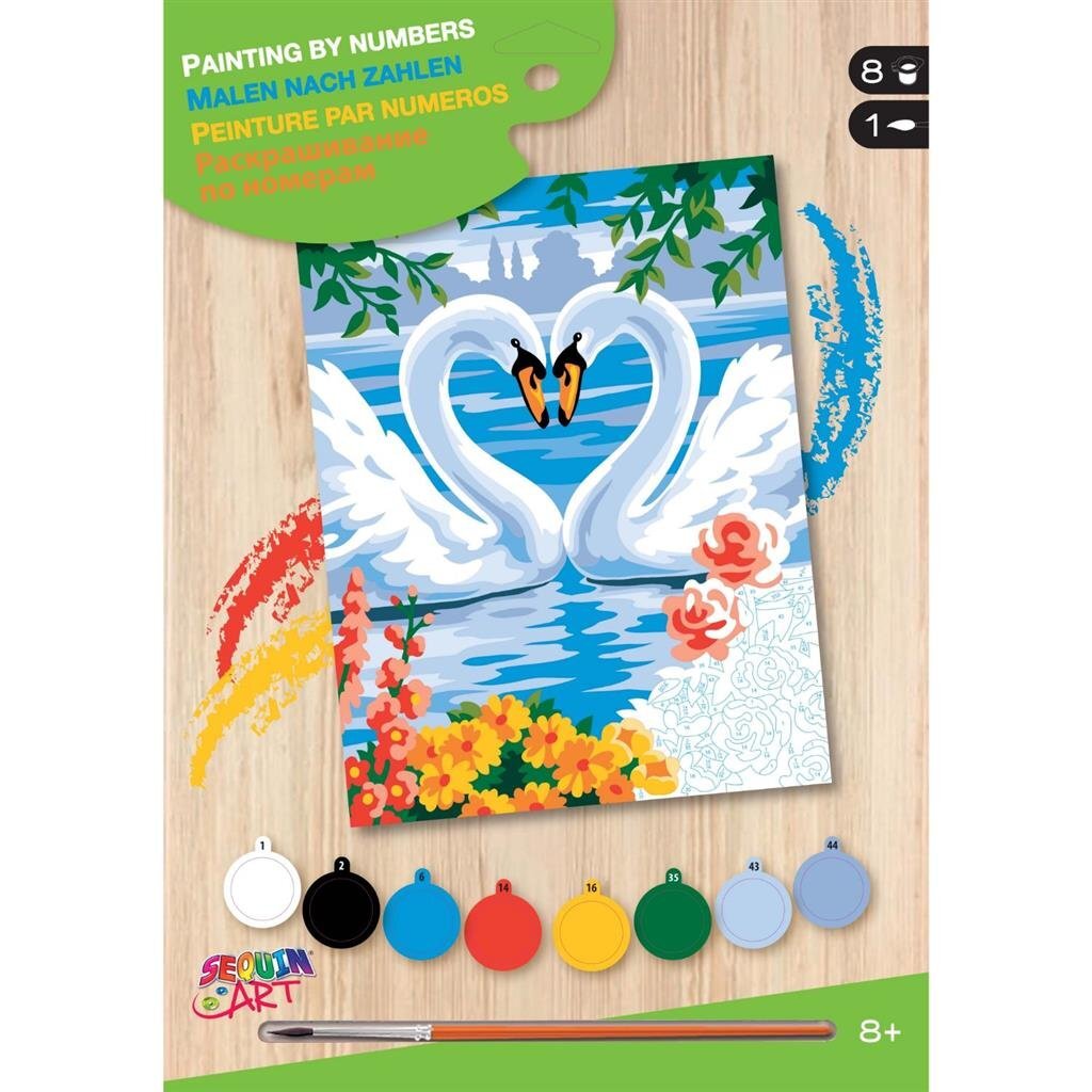 Pailletten-Kunstmalen nach Zahlen: Schwäne