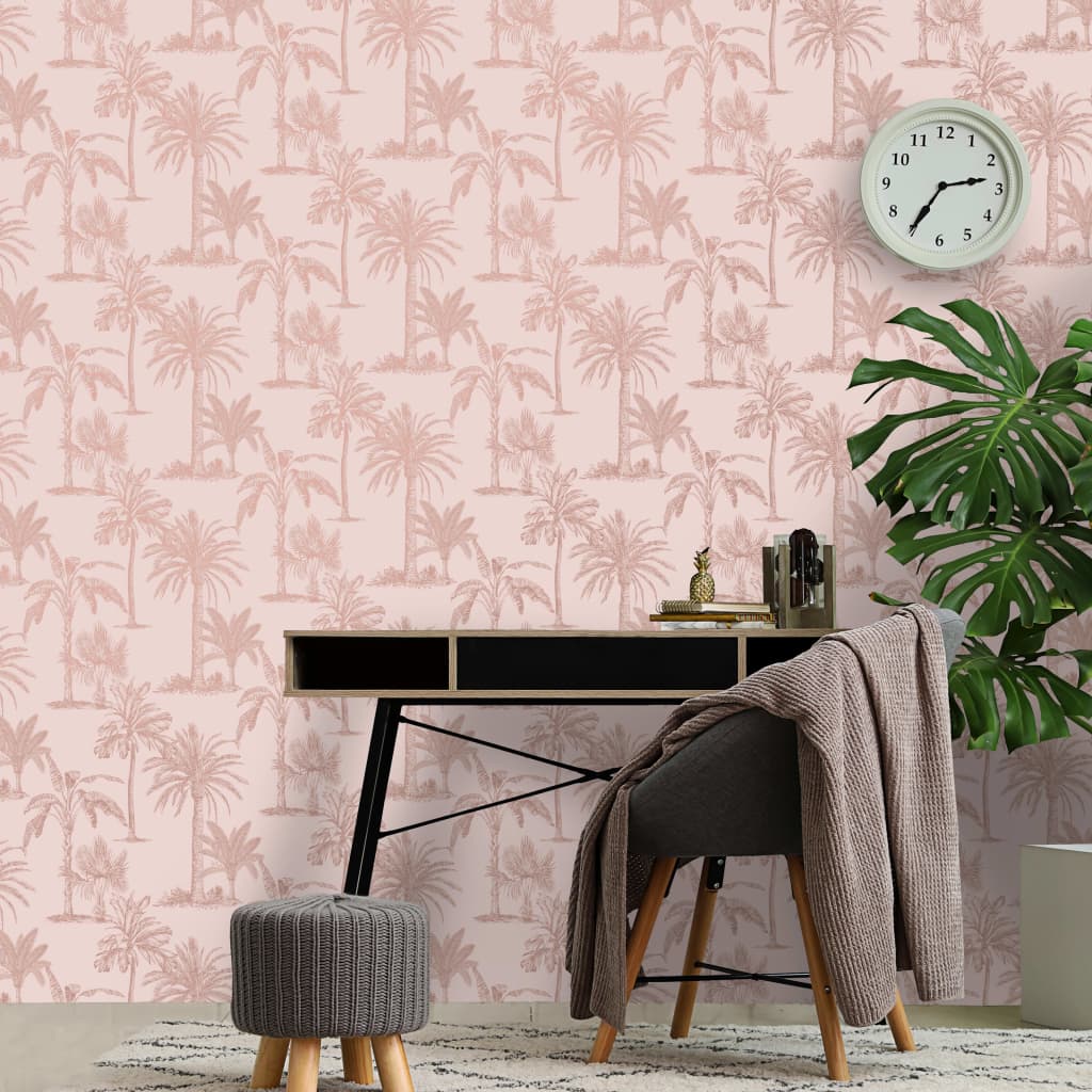 Niederländische Wandverkleidung Niederländische Wandverkauftpaper tropische Bäume rosa