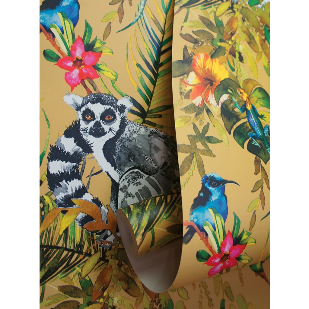 Niederländische Wandverkleidung Wallpaper Lemur Oker