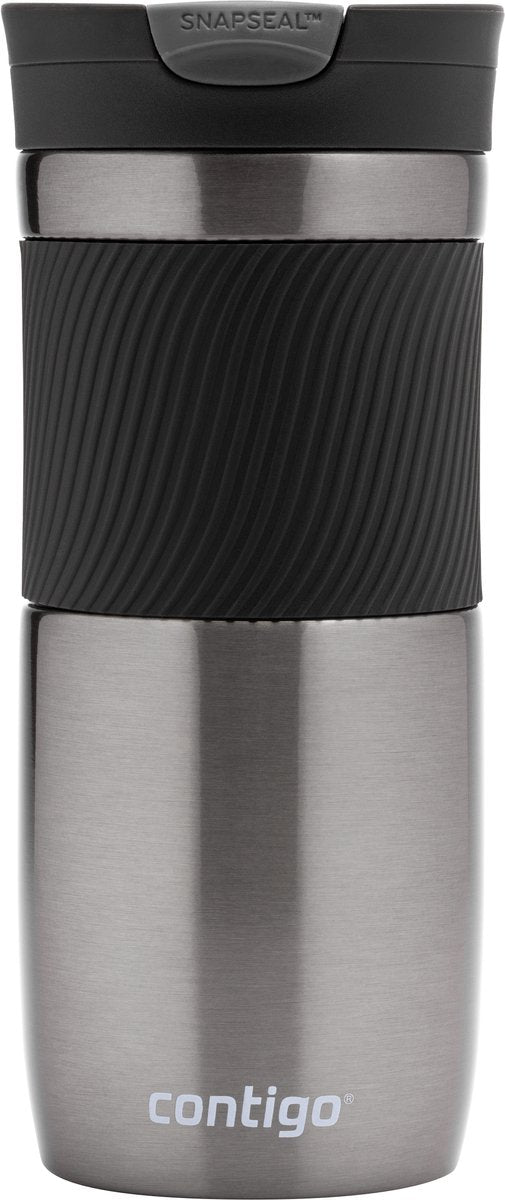 Contigo Byron Snapseal Thermosbecher – Gunmetal – Edelstahl-Isolierbecher, Kaffeebecher-to-go, auslaufsicher, hält bis zu 7 Stunden warm, spülmaschinenfest, BPA-freier Deckel, 470 ml