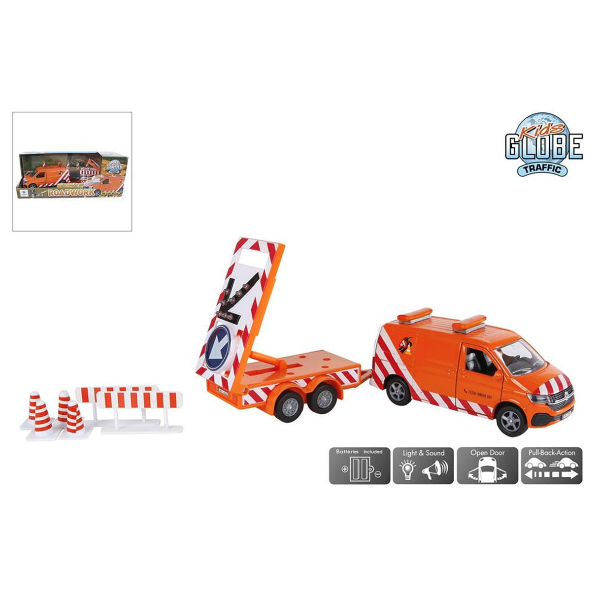 Kinderglobus VW-Transporter mit Pfeiltruck und leichtem Druckguss