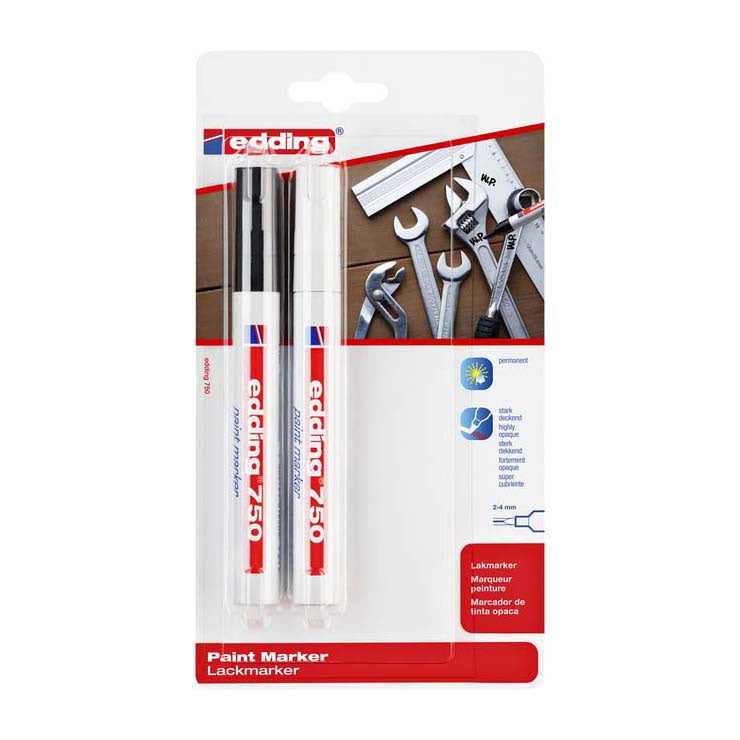 Quantore Filzstift edding Lackmarker weiß und schwarz