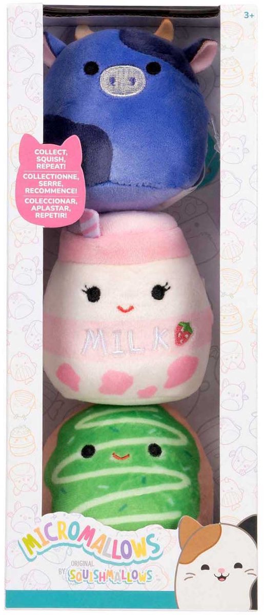 Squishmallows Plüsch-Kuscheltier-Set Micromallows 3-teilige Sammelfigur.