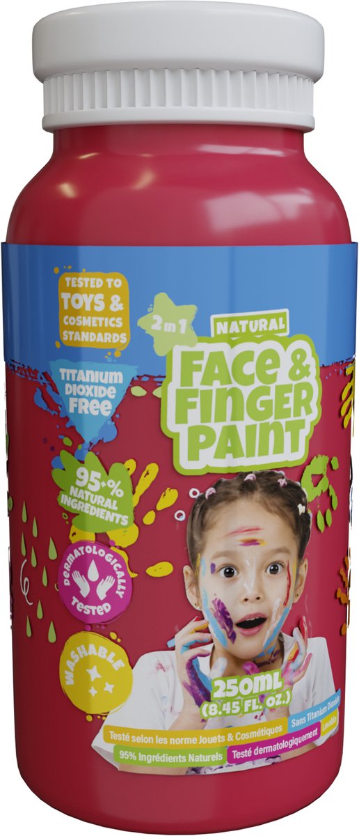 Boti natürliche Fingerfarben-Gesichtsflasche – rot, 250 ml