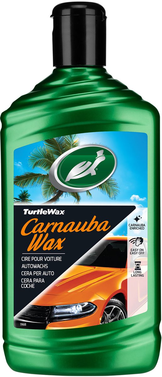 Turtle wax – carnauba – autowax – reinigt polijst - langdurige bescherming – geeft langdurige glans - verbeterd met nanotechnologie siliconen - 500ml