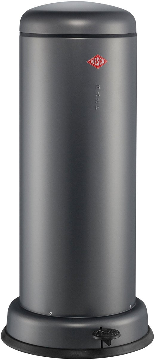 Wesco großer Baseboy-Abfallbehälter mit Soft-Close | 30 Liter | Metall - Graphit matt | Treteimer