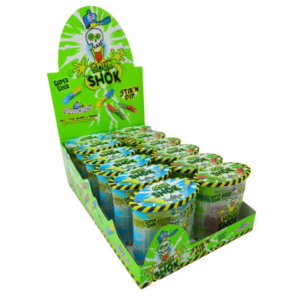 Funny candy sour shok stick 'n dip (12x 60 gr)