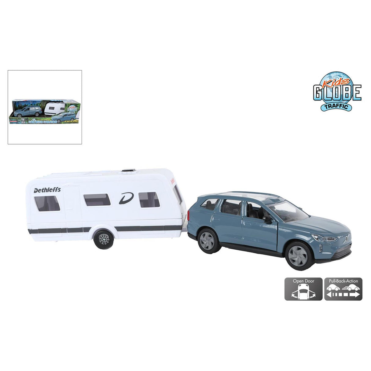 Kinderglobus Volvo Ex90 mit Wohnwagen 30cm